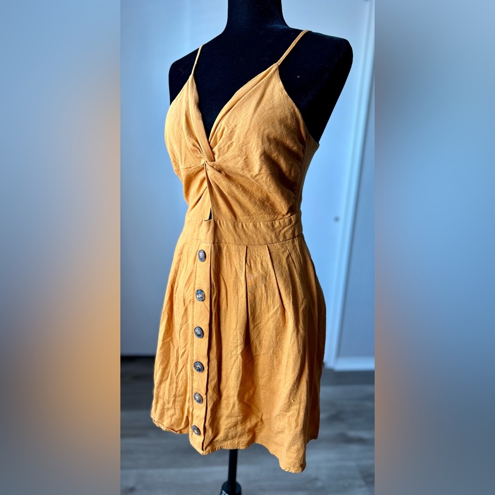 Love Riche Mustard Button-Down Dress